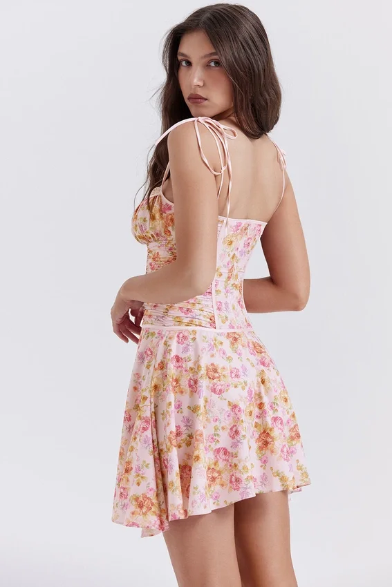 Alejandra Light Lavender Print Corset Dress Alejandra Light Lavender Print Corset Dress