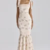 Alessina Ivory Vintage Rose Print Cotton + Lace Maxi Dress Alessina Ivory Vintage Rose Print Cotton + Lace Maxi Dress