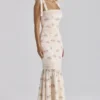 Alessina Ivory Vintage Rose Print Cotton + Lace Maxi Dress Alessina Ivory Vintage Rose Print Cotton + Lace Maxi Dress