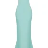Alette Jade Satin Strapless Maxi Dress