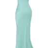 Alette Jade Satin Strapless Maxi Dress
