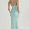 Alette Jade Satin Strapless Maxi Dress