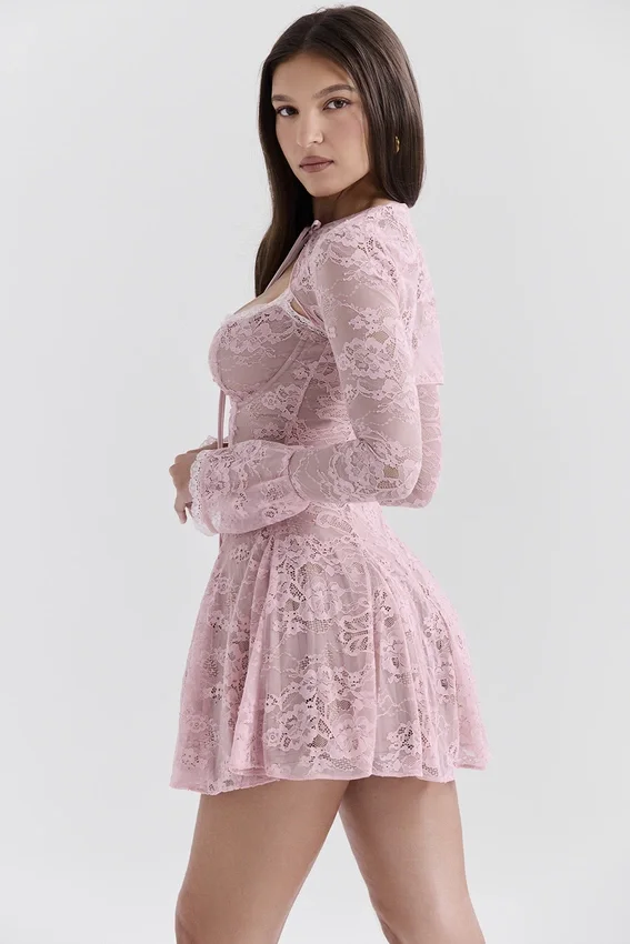 Alice Perfectly Pink Lace Mini Dress Alice Perfectly Pink Lace Mini Dress