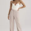 Alivia Beige Loose Fit Trousers