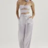 Alivia Grey Satin Trousers