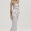 Alivia Grey Satin Trousers