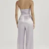 Alivia Grey Satin Trousers