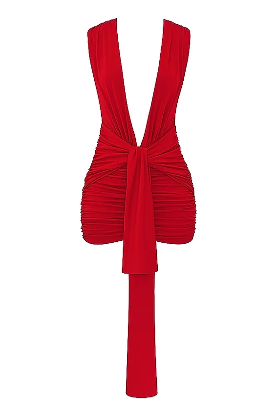 Aliza Cherry Gathered Mini Dress Aliza Cherry Gathered Mini Dress