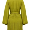Allegra Chartreuse Pleated Shirt Dress Allegra Chartreuse Pleated Shirt Dress