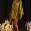 Allegra Chartreuse Pleated Shirt Dress Allegra Chartreuse Pleated Shirt Dress