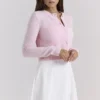 Alliana Pink Cropped Wool Cardigan Alliana Pink Cropped Wool Cardigan