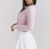 Alliana Pink Cropped Wool Cardigan Alliana Pink Cropped Wool Cardigan
