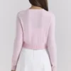 Alliana Pink Cropped Wool Cardigan Alliana Pink Cropped Wool Cardigan
