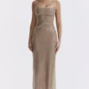 Alondra Cafe Au Lait Beaded Maxi Dress – Limited Edition Alondra Cafe Au Lait Beaded Maxi Dress – Limited Edition
