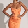 Alora Tangerine Strapless Corset Midi Dress Alora Tangerine Strapless Corset Midi Dress