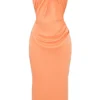 Alora Tangerine Strapless Corset Midi Dress Alora Tangerine Strapless Corset Midi Dress