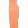 Alora Tangerine Strapless Corset Midi Dress Alora Tangerine Strapless Corset Midi Dress