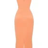 Alora Tangerine Strapless Corset Midi Dress Alora Tangerine Strapless Corset Midi Dress