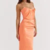 Alora Tangerine Strapless Corset Midi Dress Alora Tangerine Strapless Corset Midi Dress