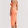 Alora Tangerine Strapless Corset Midi Dress Alora Tangerine Strapless Corset Midi Dress