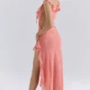 Aloura Coral Georgette Ruffle Maxi Dress Aloura Coral Georgette Ruffle Maxi Dress