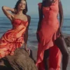 Aloura Coral Georgette Ruffle Maxi Dress Aloura Coral Georgette Ruffle Maxi Dress