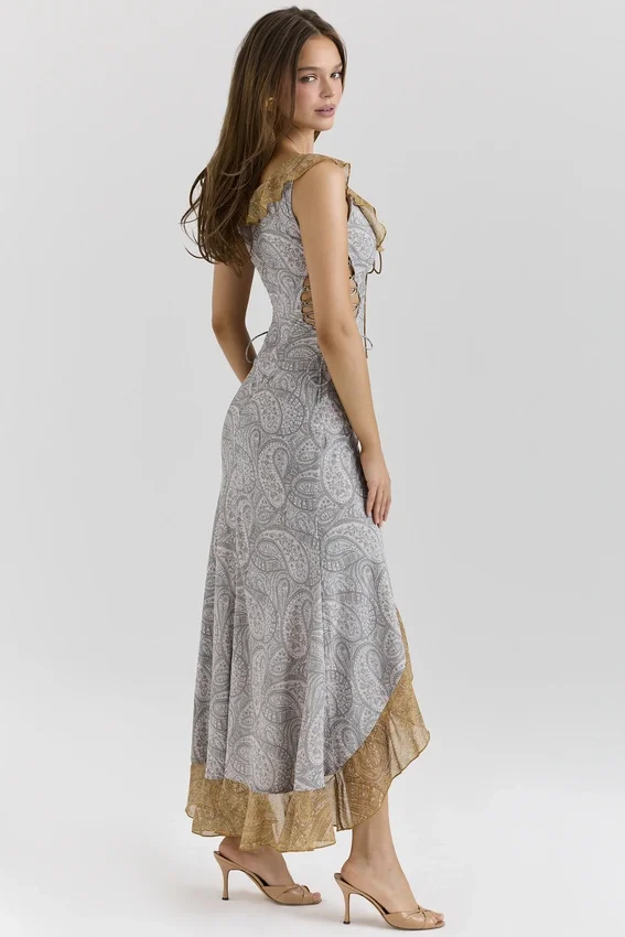 Aloura Paisley Print Georgette Ruffle Maxi Dress Aloura Paisley Print Georgette Ruffle Maxi Dress
