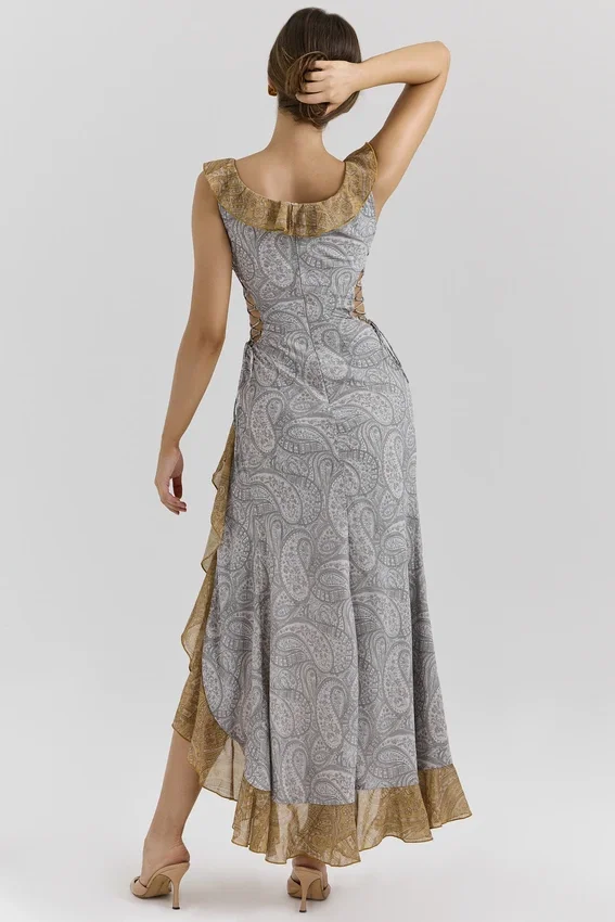 Aloura Paisley Print Georgette Ruffle Maxi Dress Aloura Paisley Print Georgette Ruffle Maxi Dress