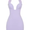Alyssa Orchid Crepe Plunge Mini Dress Alyssa Orchid Crepe Plunge Mini Dress