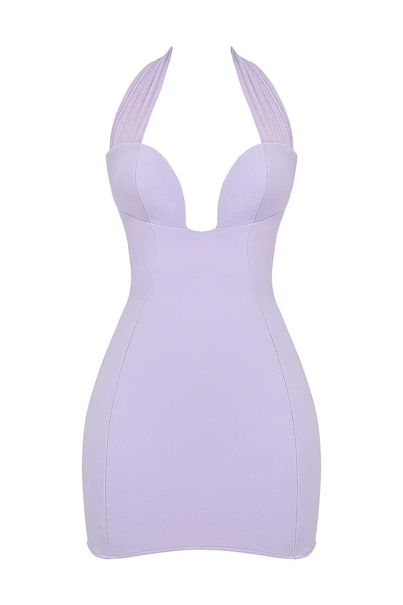 Alyssa Orchid Crepe Plunge Mini Dress Alyssa Orchid Crepe Plunge Mini Dress