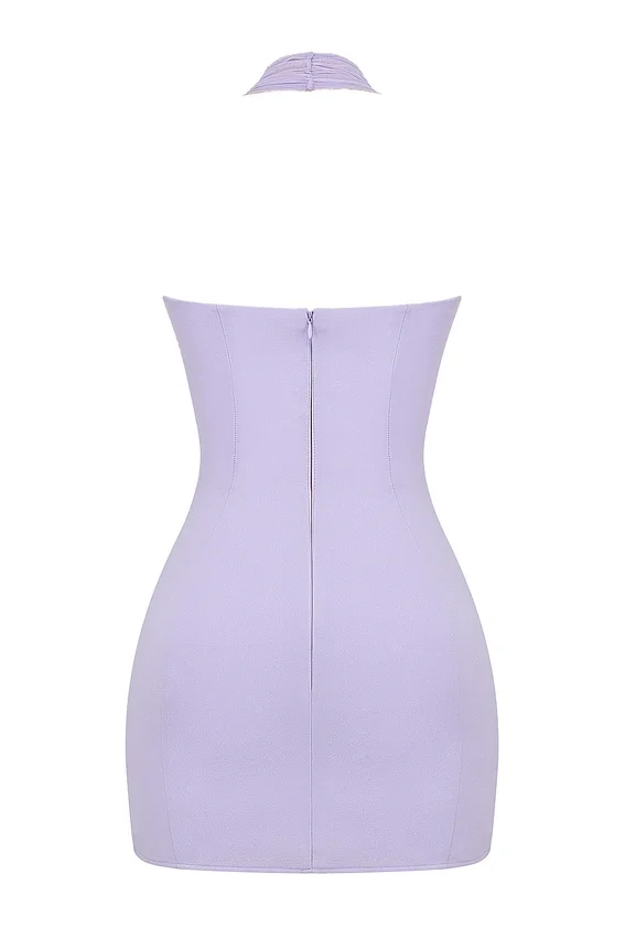 Alyssa Orchid Crepe Plunge Mini Dress Alyssa Orchid Crepe Plunge Mini Dress