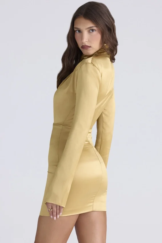 Amala Gold Long Sleeve Satin Mini Dress Amala Gold Long Sleeve Satin Mini Dress