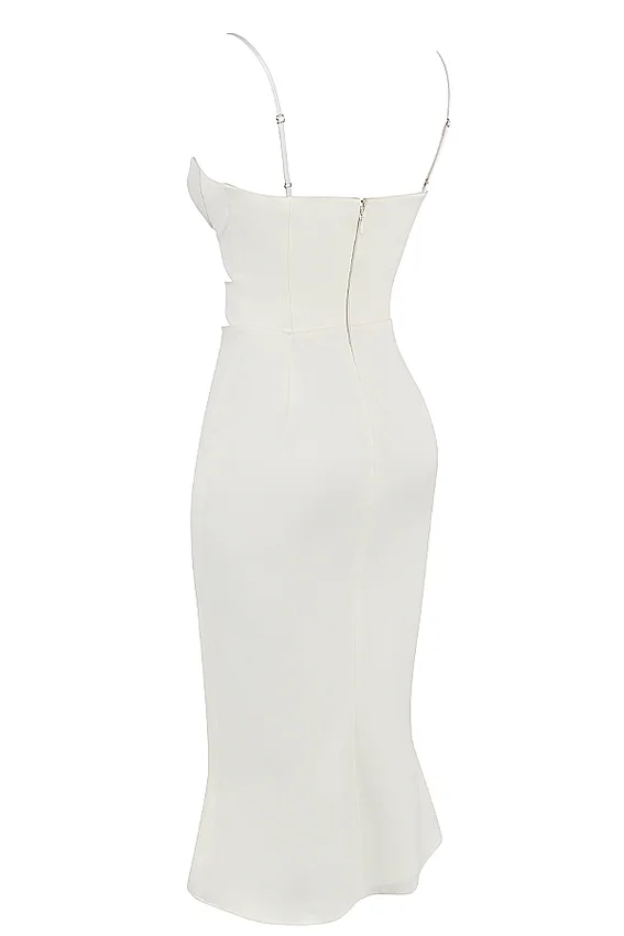 Amalia Ivory Satin Cutout Corset Dress Amalia Ivory Satin Cutout Corset Dress