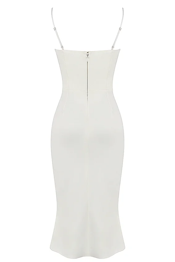Amalia Ivory Satin Cutout Corset Dress Amalia Ivory Satin Cutout Corset Dress