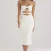 Amalia Ivory Satin Cutout Corset Dress Amalia Ivory Satin Cutout Corset Dress
