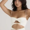 Amalia Ivory Satin Cutout Corset Dress Amalia Ivory Satin Cutout Corset Dress