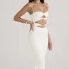 Amalia Ivory Satin Cutout Corset Dress Amalia Ivory Satin Cutout Corset Dress