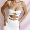 Amalia Ivory Satin Cutout Corset Dress Amalia Ivory Satin Cutout Corset Dress