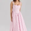 Amara Pink Rose Print Stretch Cotton Corset Midi Dress Amara Pink Rose Print Stretch Cotton Corset Midi Dress