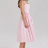 Amara Pink Rose Print Stretch Cotton Corset Midi Dress Amara Pink Rose Print Stretch Cotton Corset Midi Dress