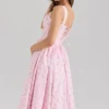 Amara Pink Rose Print Stretch Cotton Corset Midi Dress Amara Pink Rose Print Stretch Cotton Corset Midi Dress