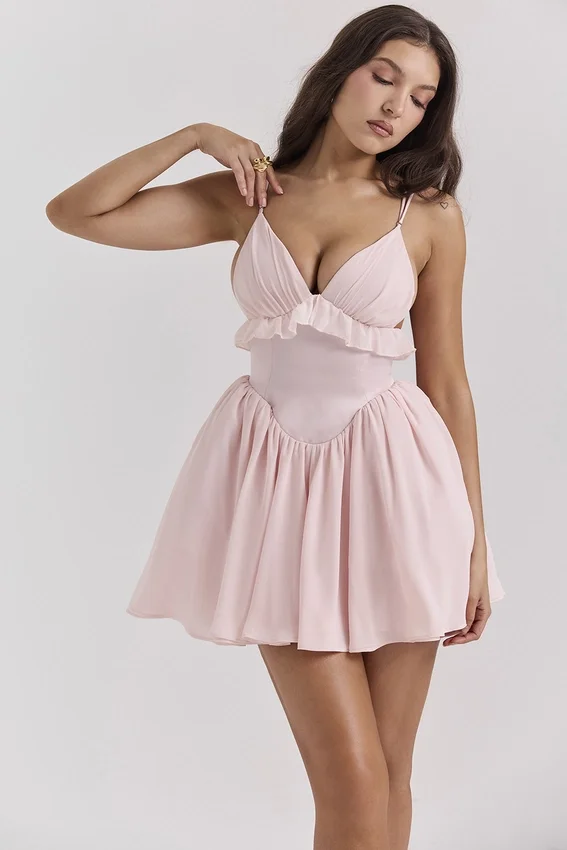 Amaris Ballerina Pink Baby Doll Mini Dress Amaris Ballerina Pink Baby Doll Mini Dress
