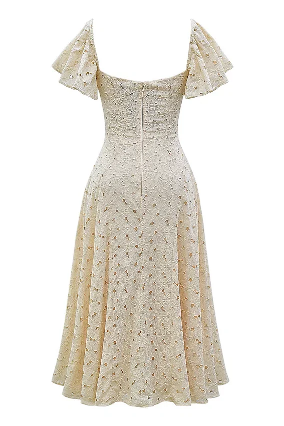 Amaya Cream Tea Broderie Anglais Midi Dress Amaya Cream Tea Broderie Anglais Midi Dress