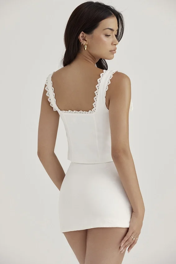 Amber White Lace Trim Top Amber White Lace Trim Top