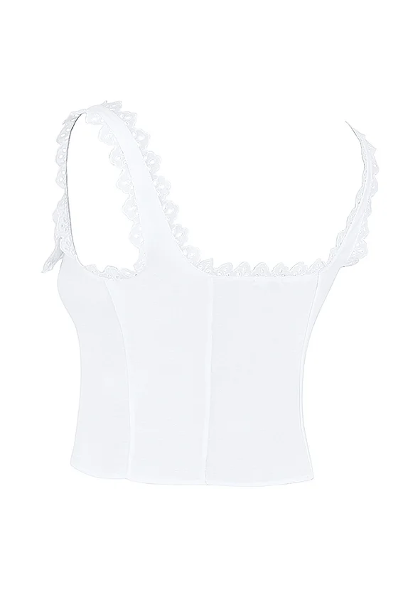 Amber White Lace Trim Top Amber White Lace Trim Top