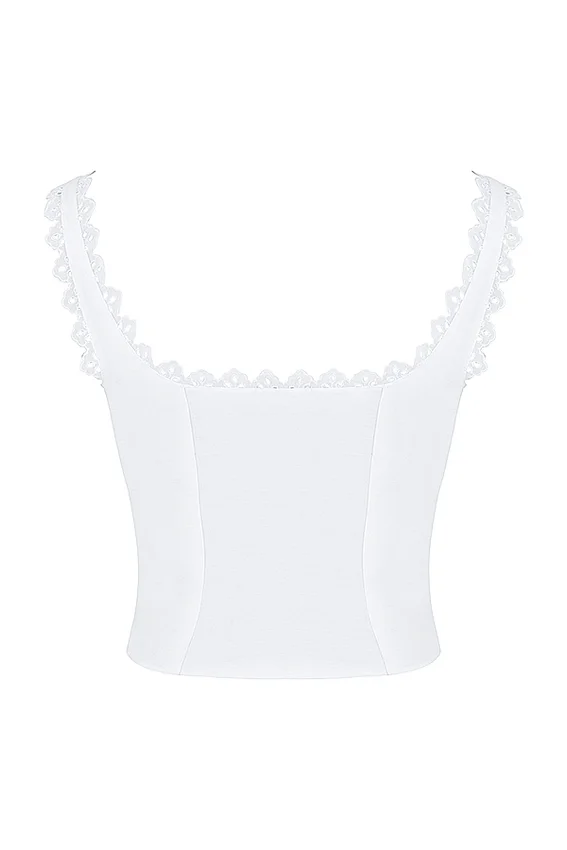 Amber White Lace Trim Top Amber White Lace Trim Top