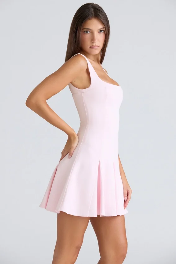 Amelie Ballerina Pink Stretch Crepe Mini Dress Amelie Ballerina Pink Stretch Crepe Mini Dress