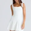 Amelie Vintage Ivory Stretch Crepe Mini Dress Amelie Vintage Ivory Stretch Crepe Mini Dress