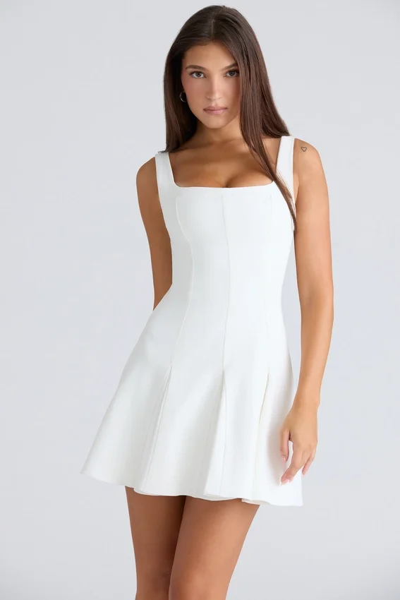 Amelie Vintage Ivory Stretch Crepe Mini Dress Amelie Vintage Ivory Stretch Crepe Mini Dress