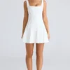 Amelie Vintage Ivory Stretch Crepe Mini Dress Amelie Vintage Ivory Stretch Crepe Mini Dress